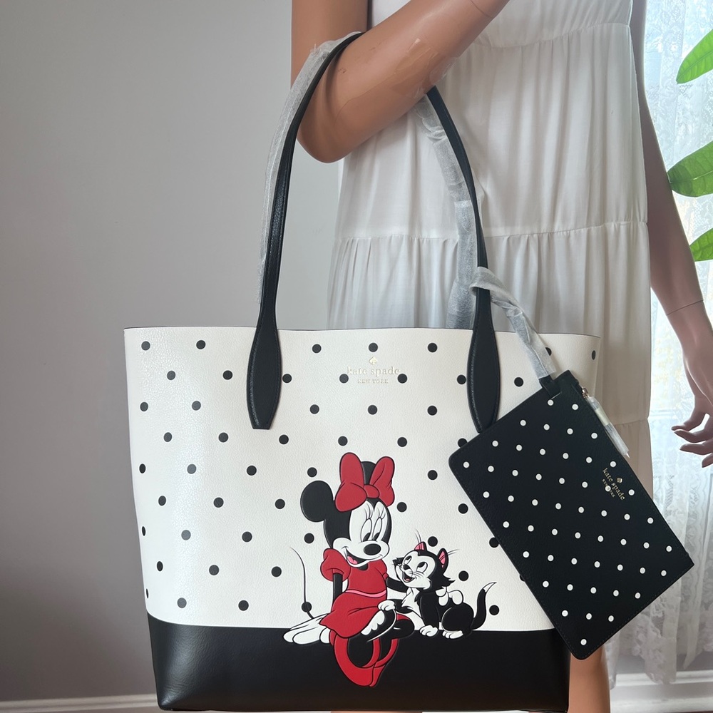 NWT Kate spade Disney x Minnie Mouse tote bag purse black vanilla multicolor